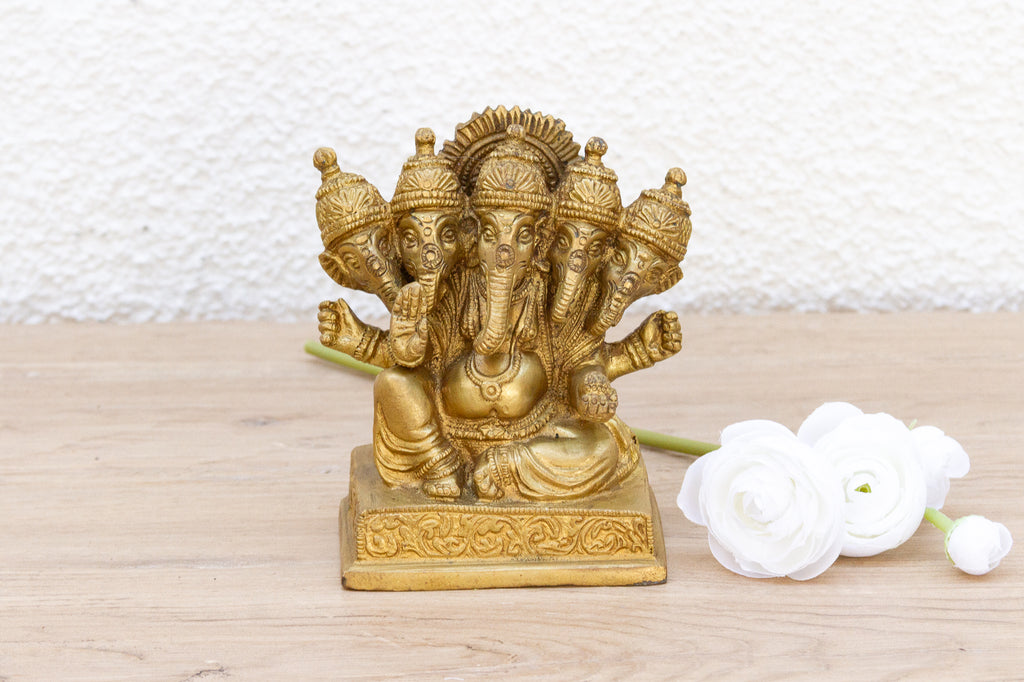 Antique Five-Headed Guardian Ganesha Statue (Trade)