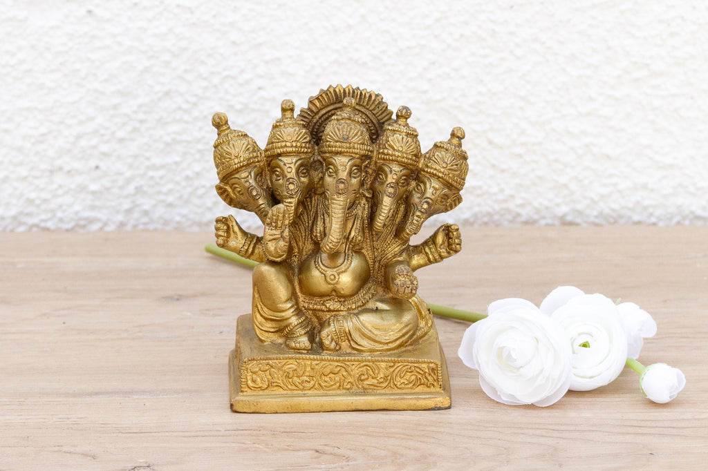 Antique Five-Headed Guardian Ganesha Statue (Trade)