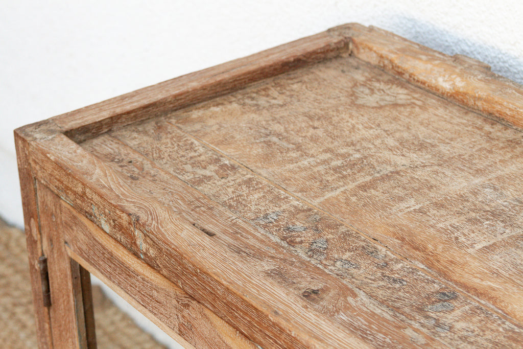 Antique Whitewash Teak Apothecary Glass Cabinet (Trade)