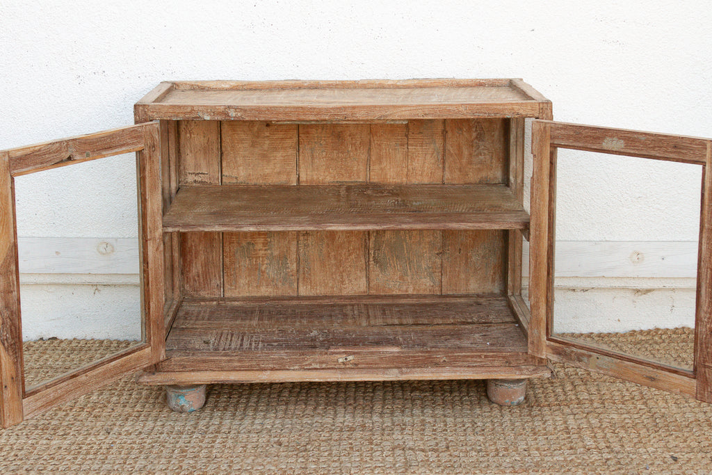 Antique Whitewash Teak Apothecary Glass Cabinet (Trade)