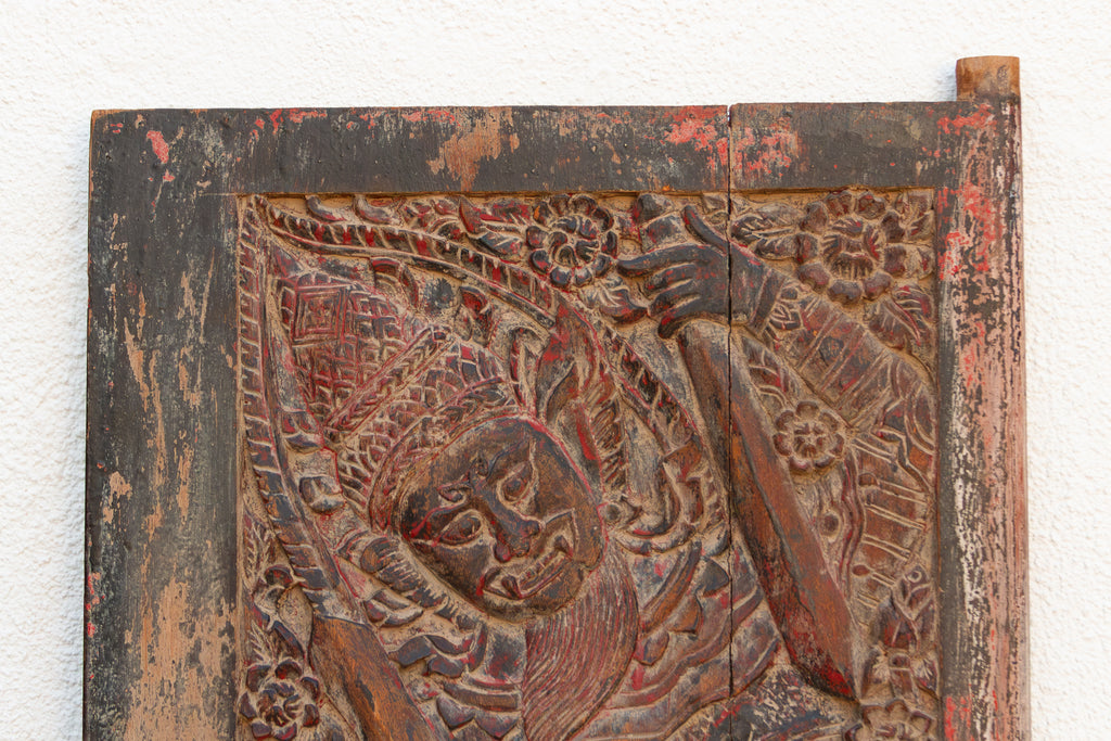 Antique Painted Thai Door Panel