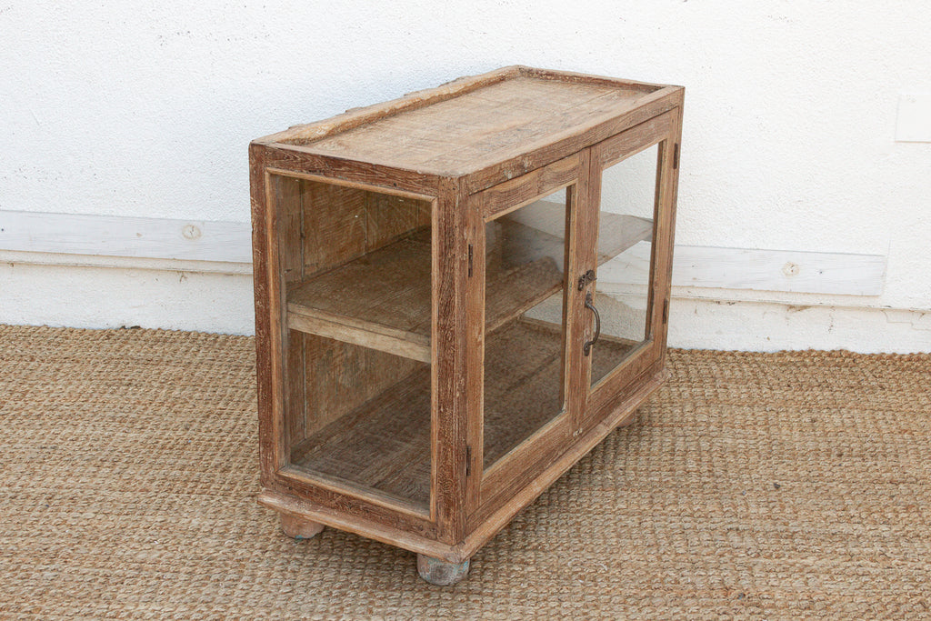 Antique Whitewash Teak Apothecary Glass Cabinet (Trade)