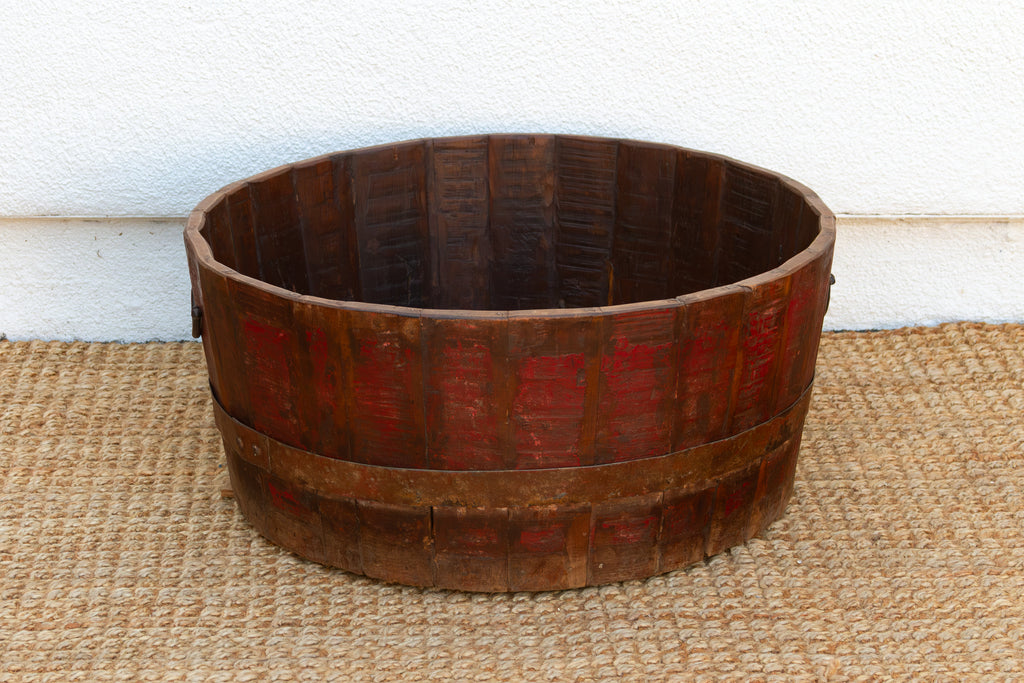 Antique Painted Grain Barrel Planter