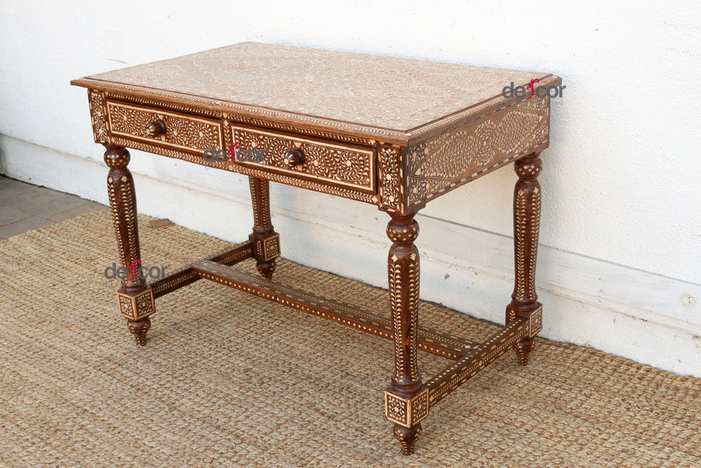 British Colonial Scalloped Inlay Design Writing Desk (Trade)