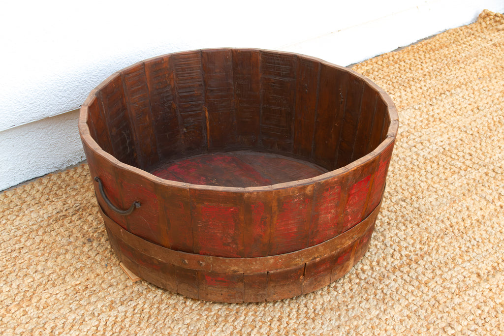 Antique Painted Grain Barrel Planter