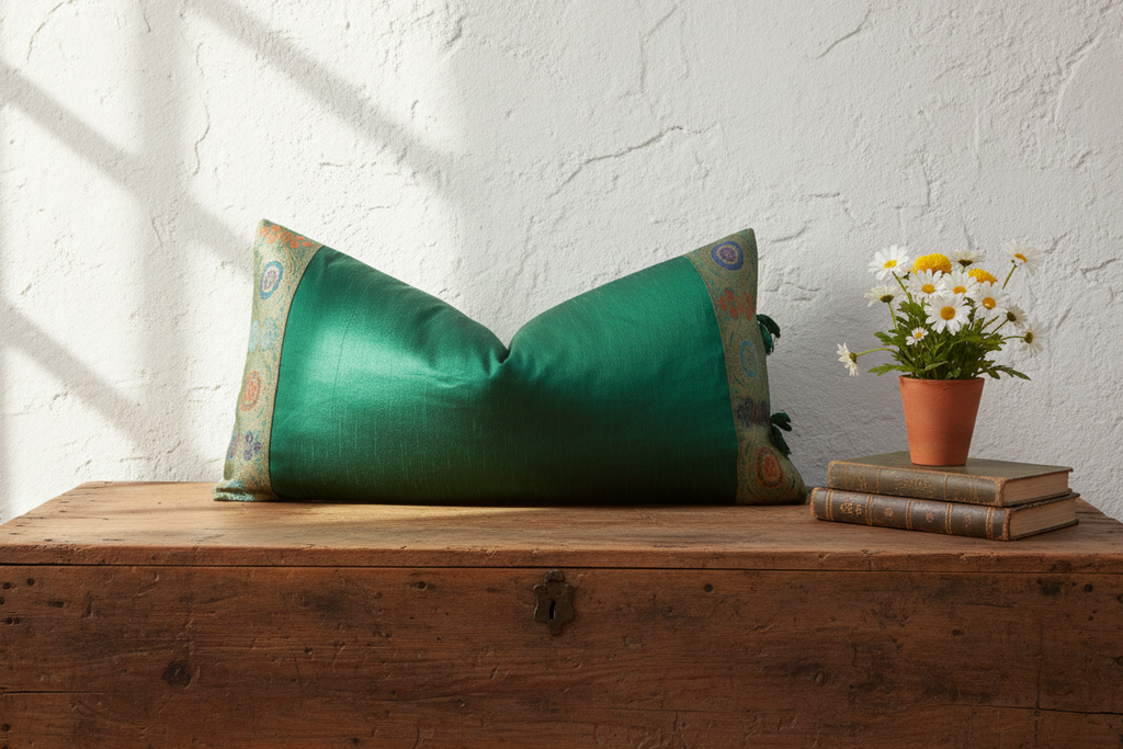 Daani Large Festive Indian Silk Queen Lumbar Pillow Cover