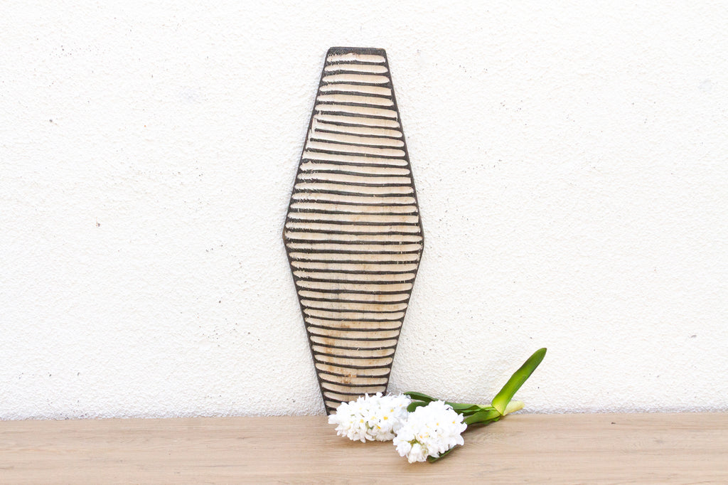 Black & White Carved African Shield