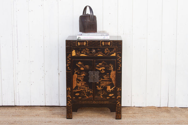 Painted Chinoiserie Black Cabinet