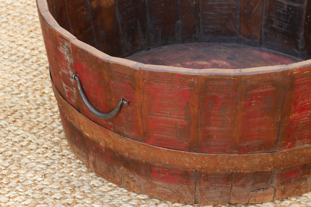 Antique Painted Grain Barrel Planter