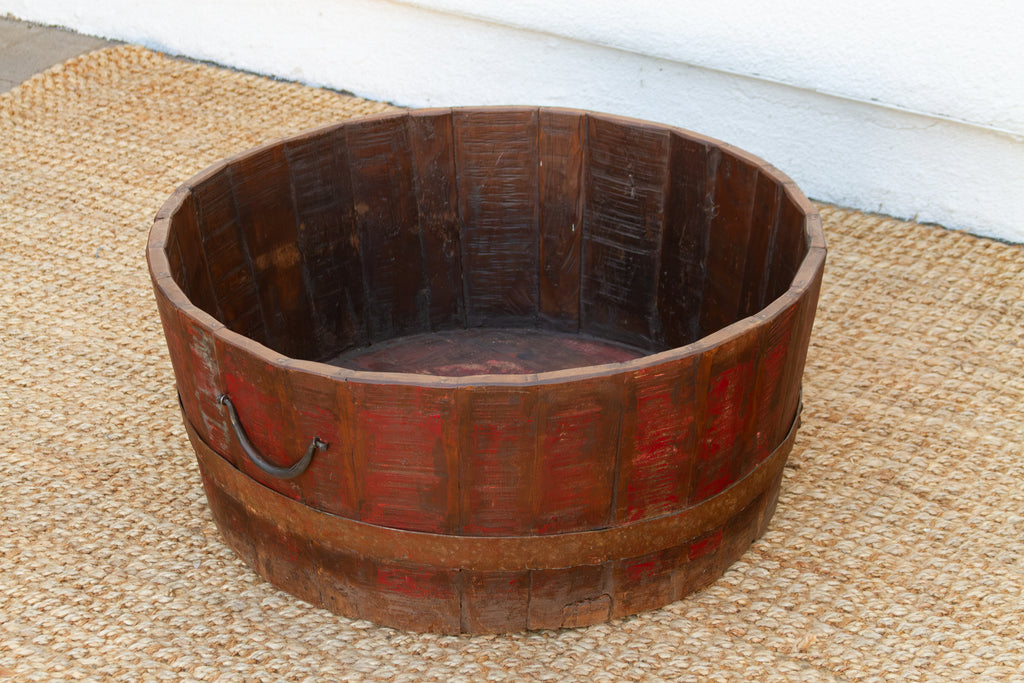 Antique Painted Grain Barrel Planter