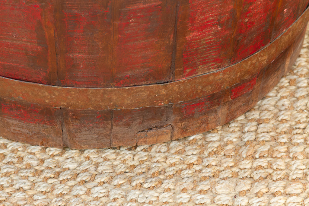 Antique Painted Grain Barrel Planter
