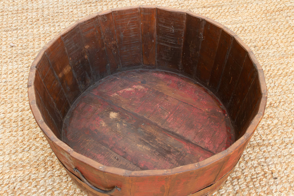 Antique Painted Grain Barrel Planter
