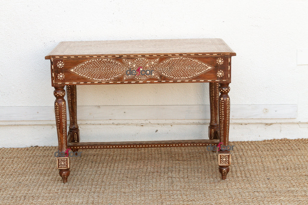 British Colonial Scalloped Inlay Design Writing Desk (Trade)