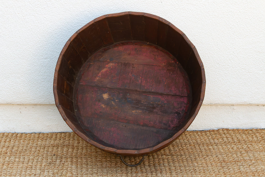 Antique Painted Grain Barrel Planter