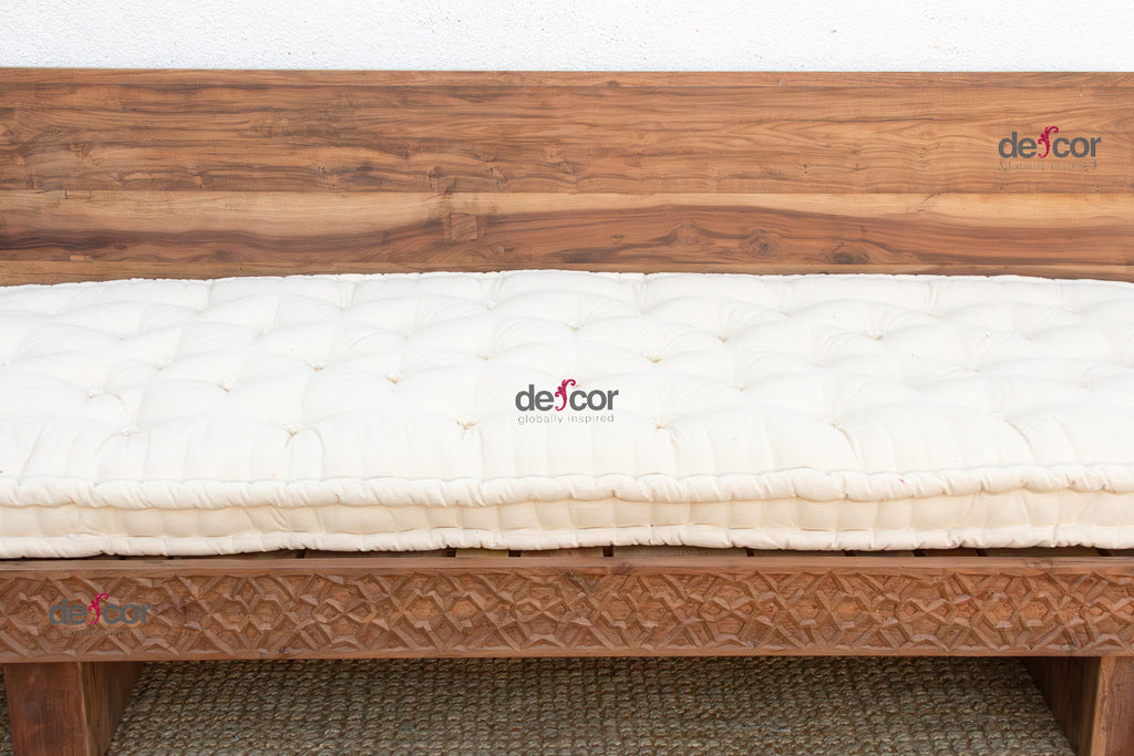 Reclaimed Wood Modern Moroccan Carved Low Sofa