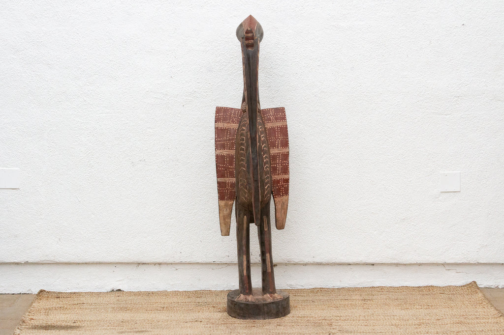 Vintage Painted Senufo Hornbill African Sculpture