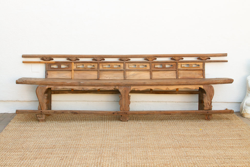 Rare 18th Century Oxidized Elm Theater Bench