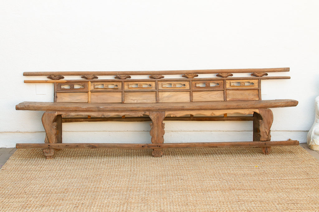 Rare 18th Century Oxidized Elm Theater Bench