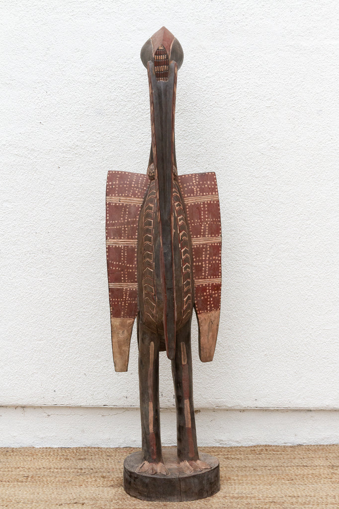 Vintage Painted Senufo Hornbill African Sculpture