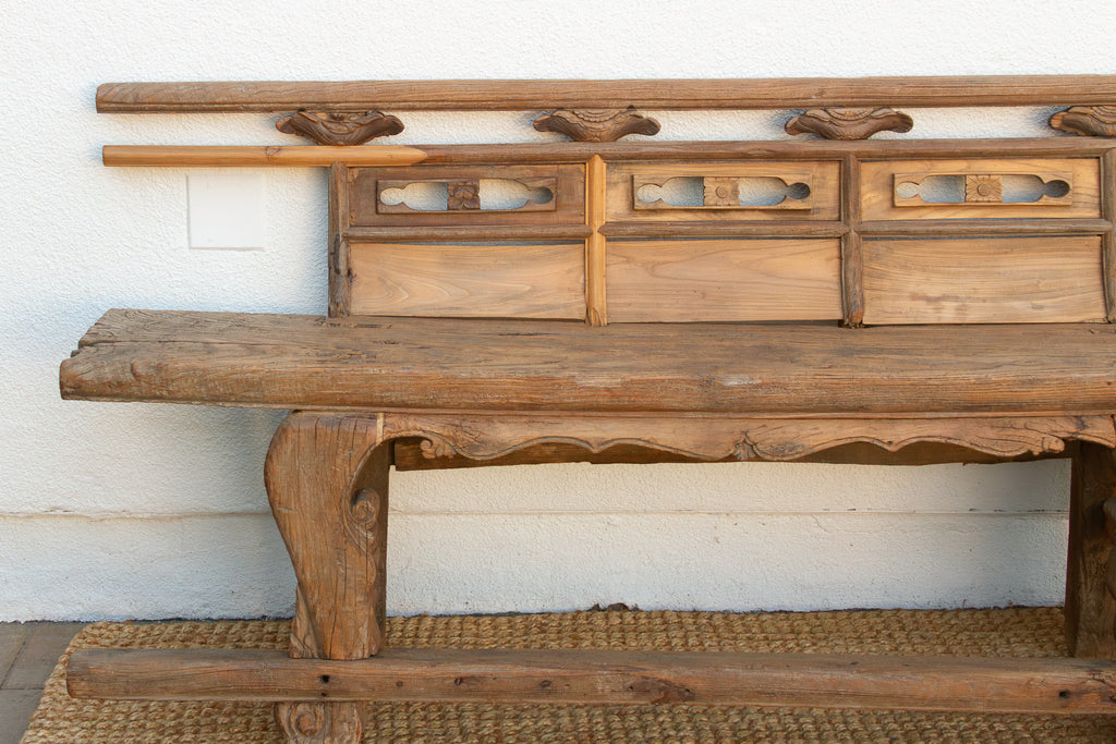 Rare 18th Century Oxidized Elm Theater Bench