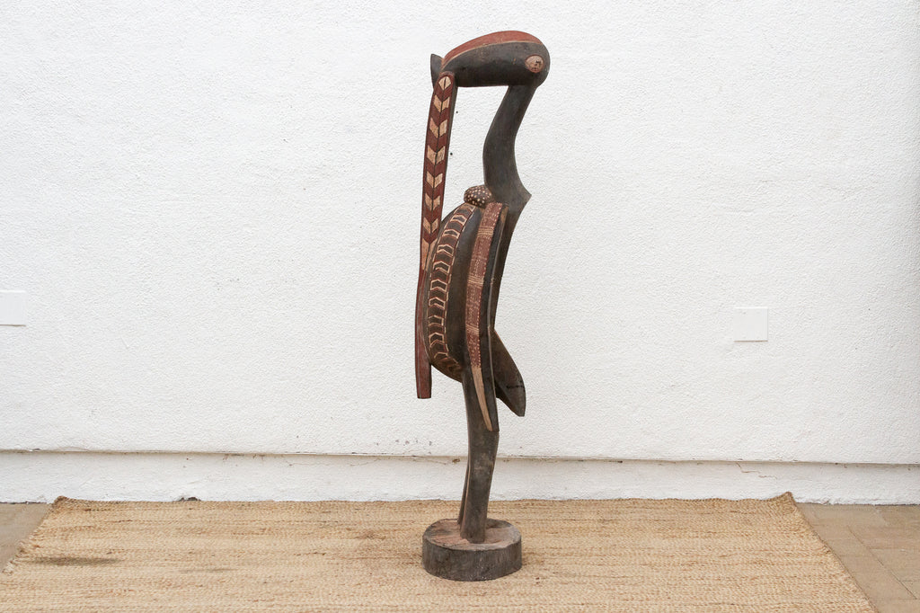 Vintage Painted Senufo Hornbill African Sculpture