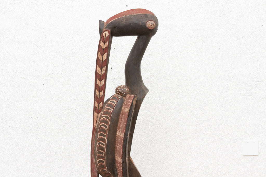 Vintage Painted Senufo Hornbill African Sculpture