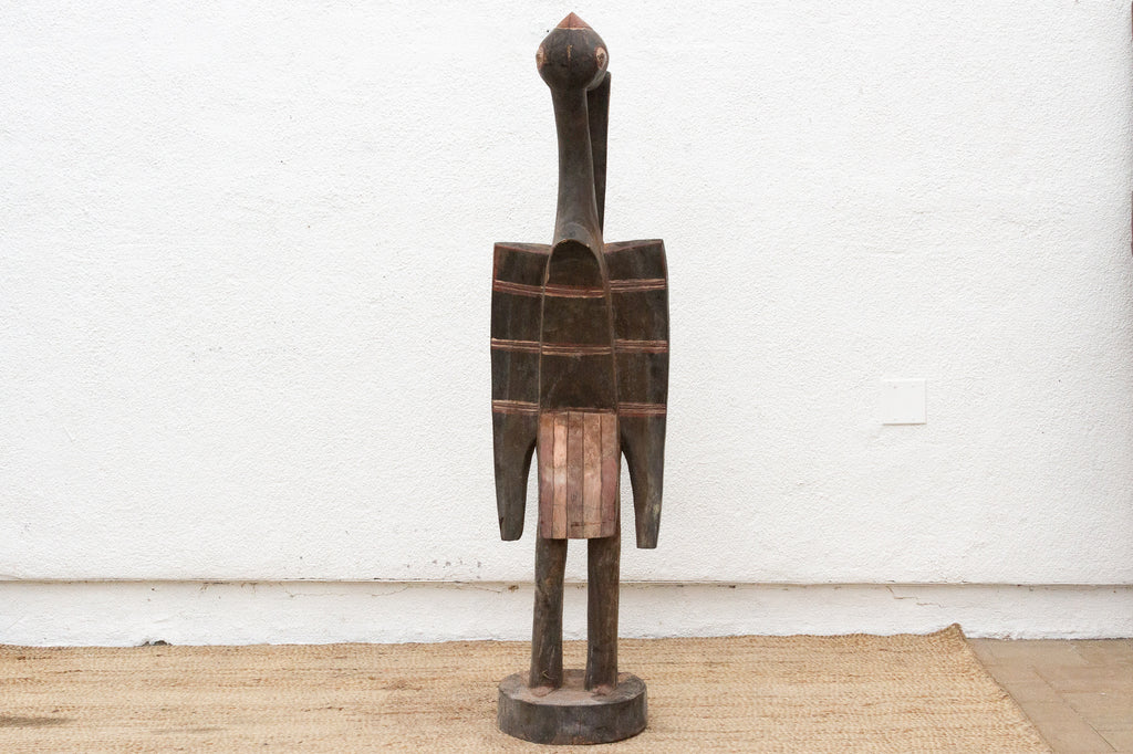 Vintage Painted Senufo Hornbill African Sculpture