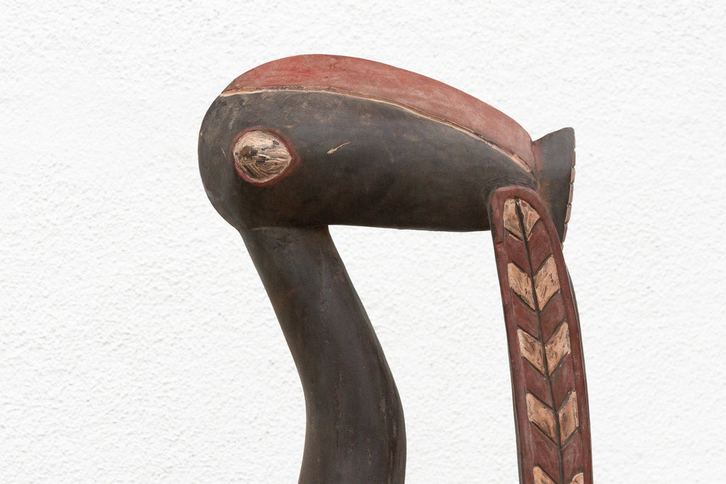 Vintage Painted Senufo Hornbill African Sculpture