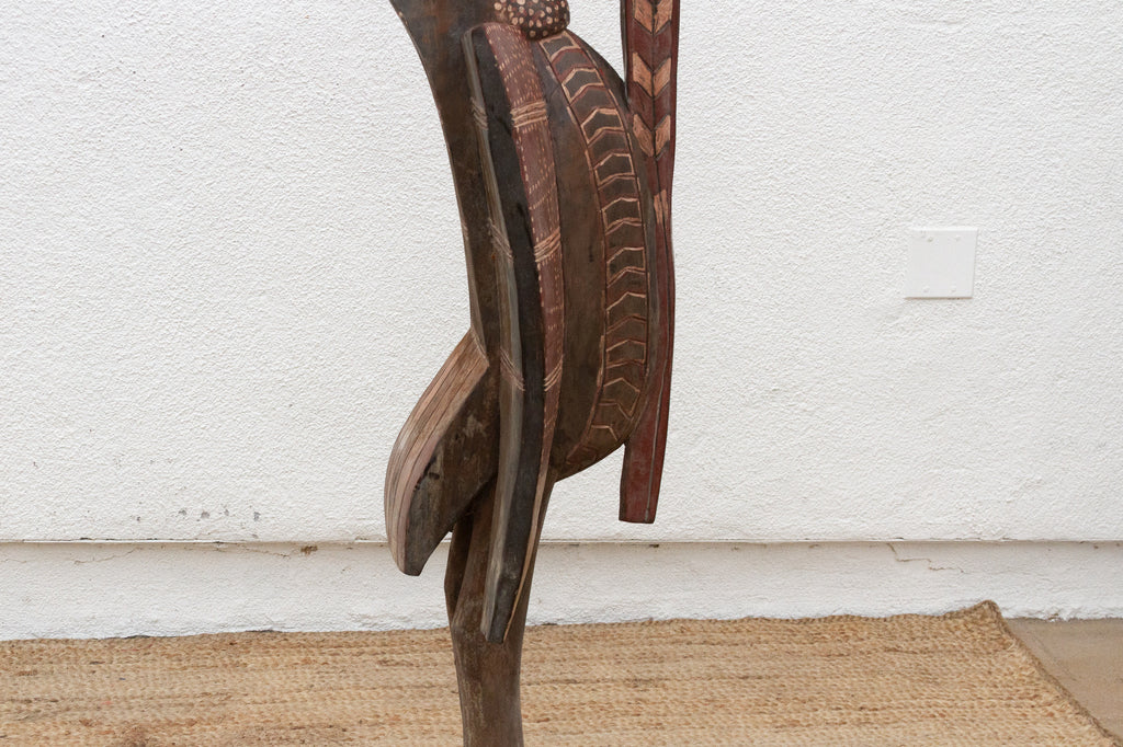 Vintage Painted Senufo Hornbill African Sculpture