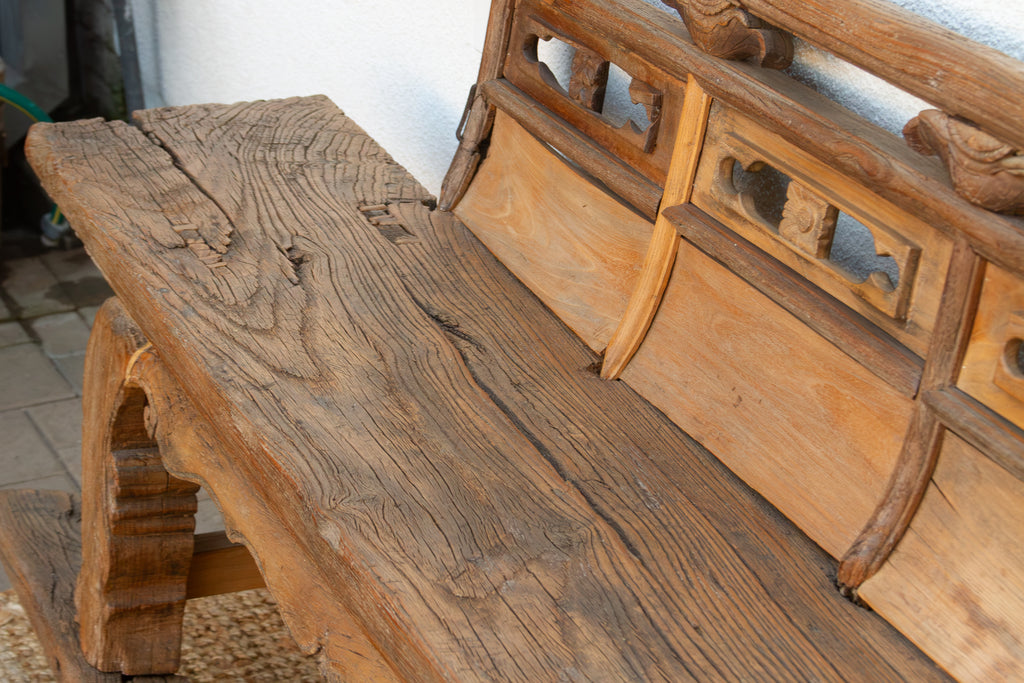 Rare 18th Century Oxidized Elm Theater Bench