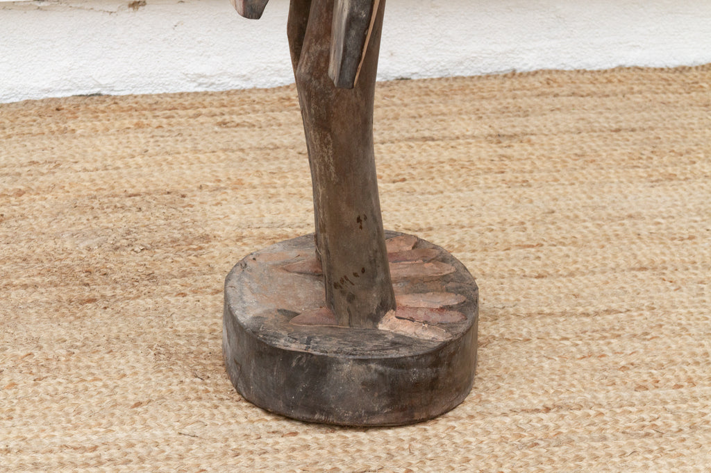 Vintage Painted Senufo Hornbill African Sculpture