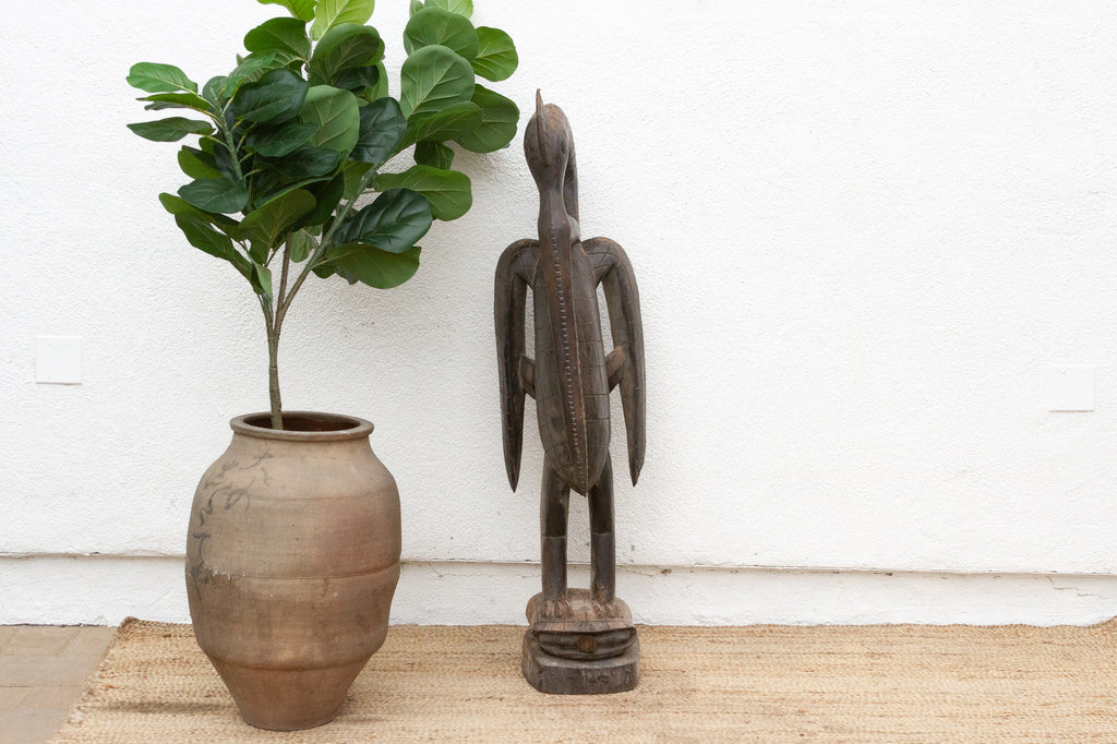 Antique Engraved Hornbill Statue with Rounded Neck