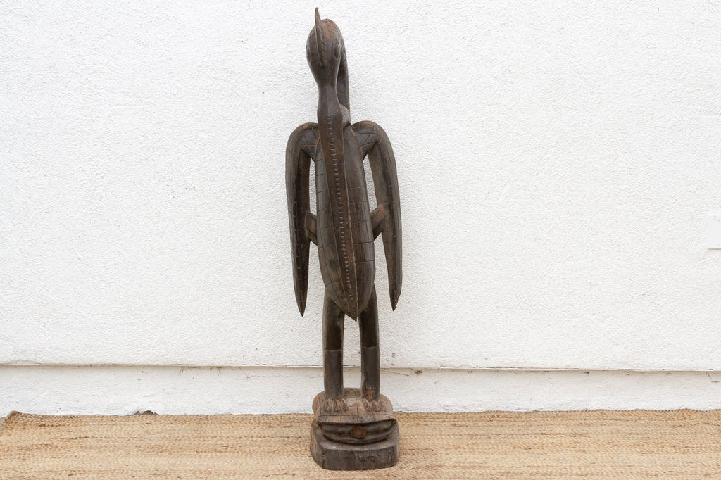 Antique Engraved Hornbill Statue with Rounded Neck