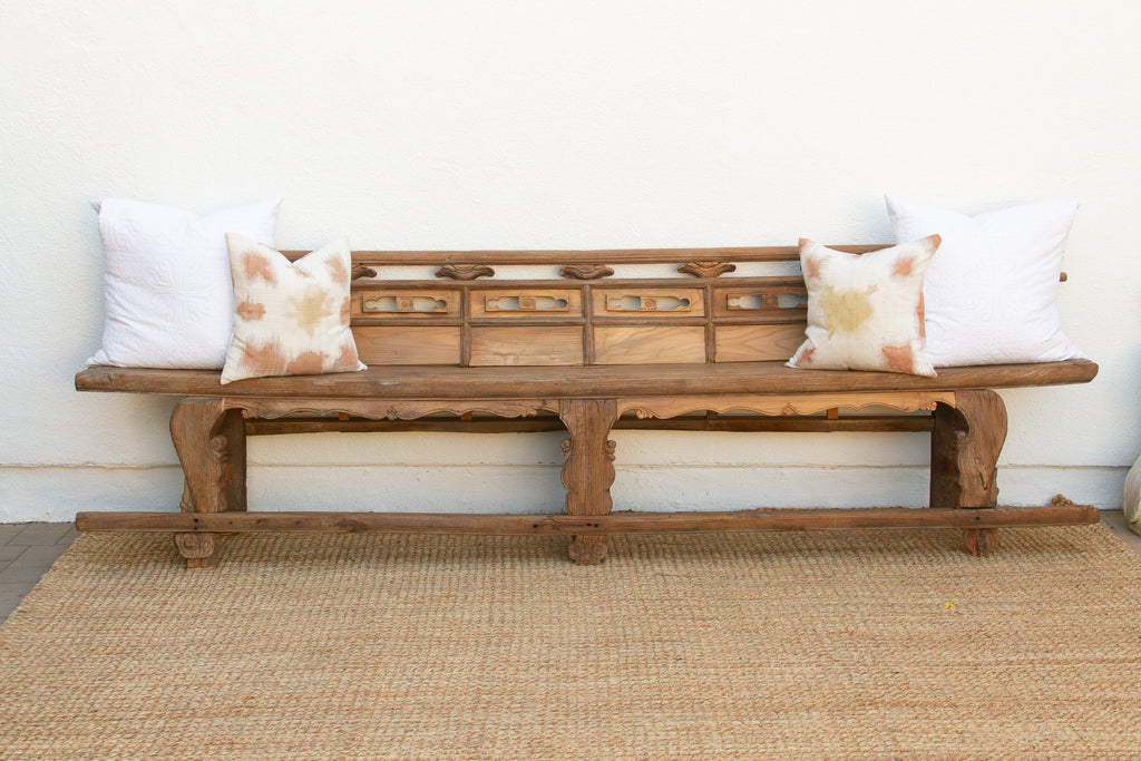 Rare 18th Century Oxidized Elm Theater Bench