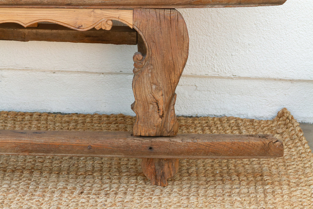 Rare 18th Century Oxidized Elm Theater Bench