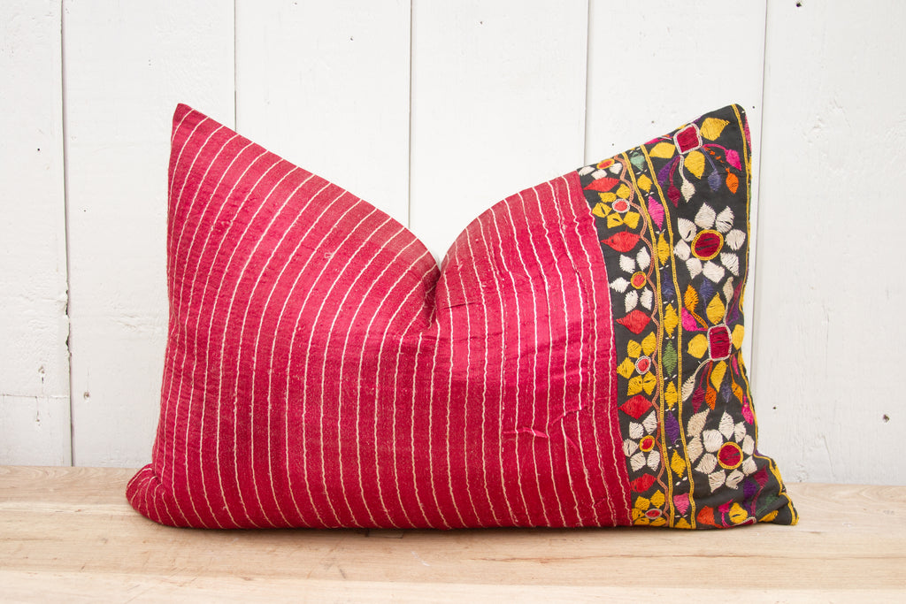 Callie Antique Mashru Tribal Lumbar Pillow