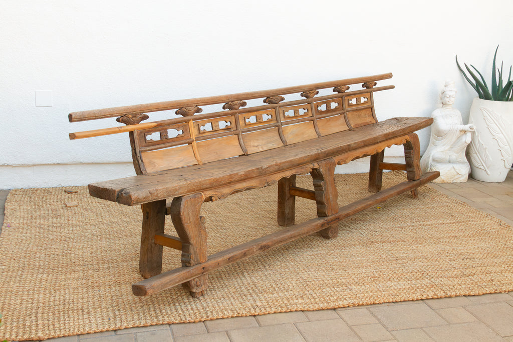 Rare 18th Century Oxidized Elm Theater Bench