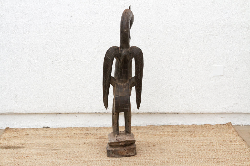 Antique Engraved Hornbill Statue with Rounded Neck