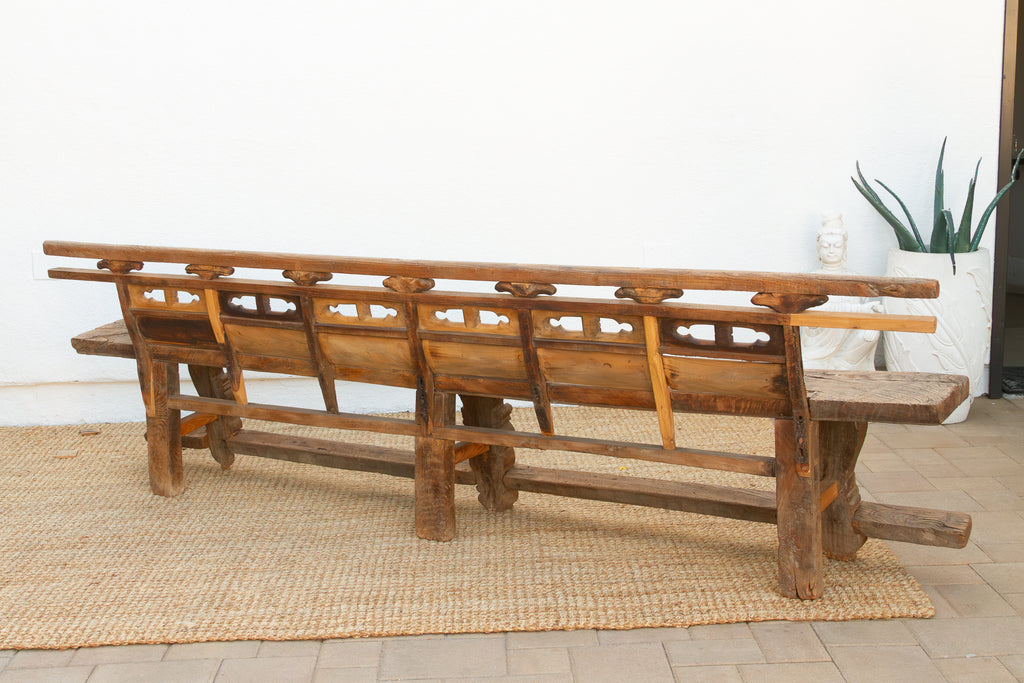 Rare 18th Century Oxidized Elm Theater Bench