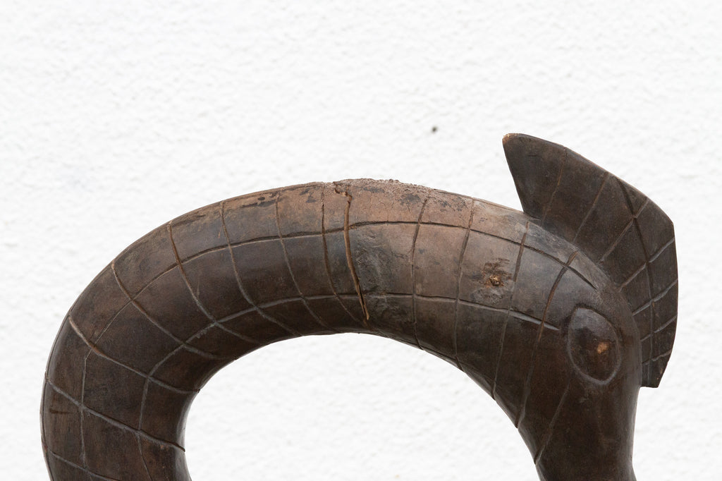 Antique Engraved Hornbill Statue with Rounded Neck