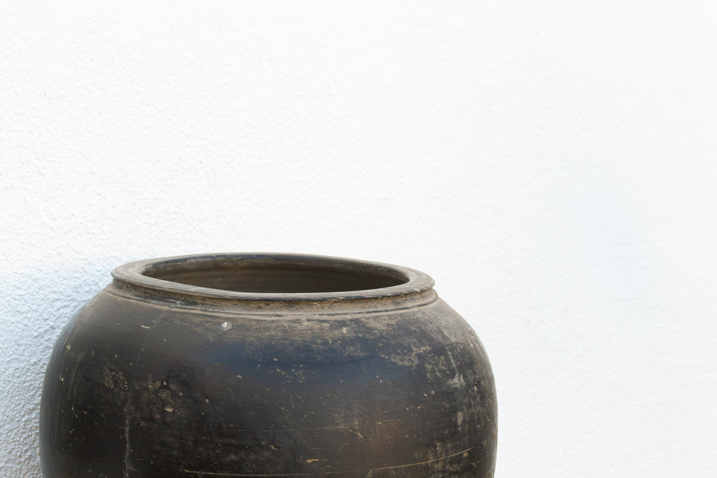 Large Deep Black Clay Vessel
