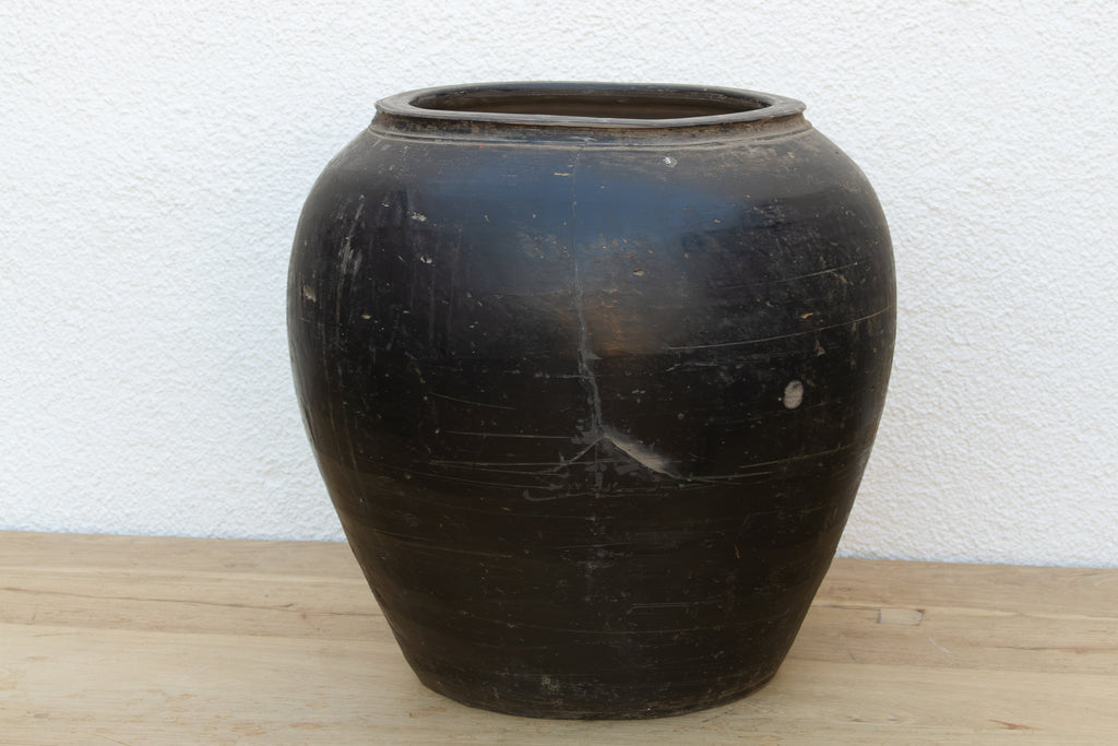 Large Deep Black Clay Vessel