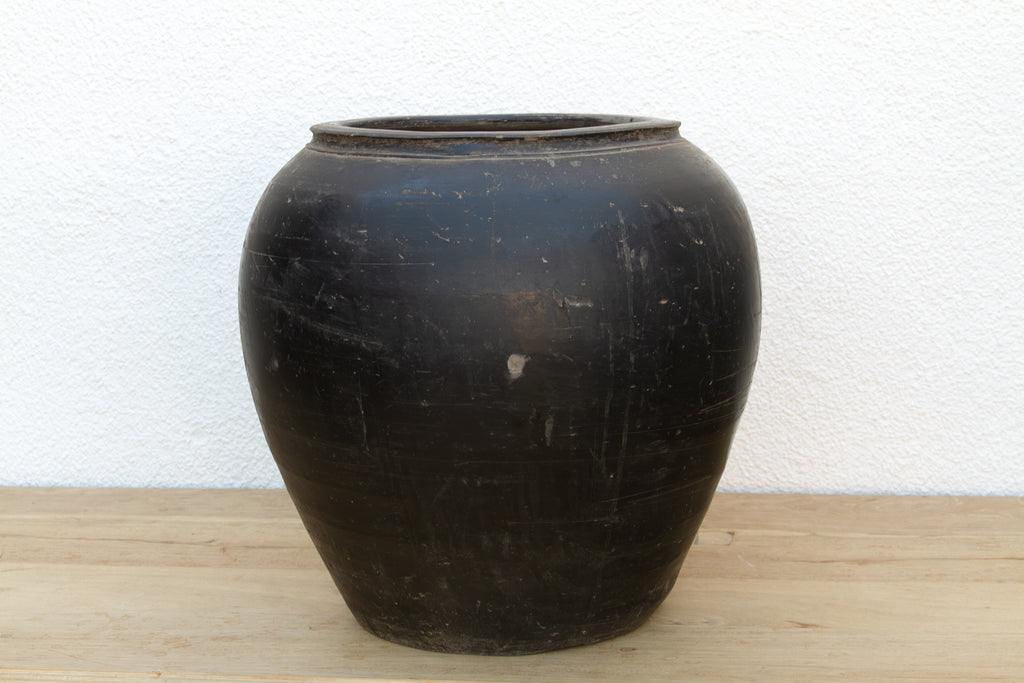 Large Deep Black Clay Vessel