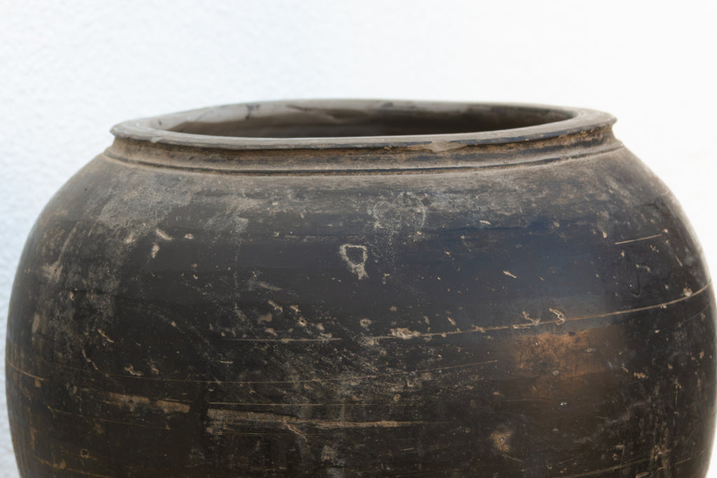 Large Deep Black Clay Vessel