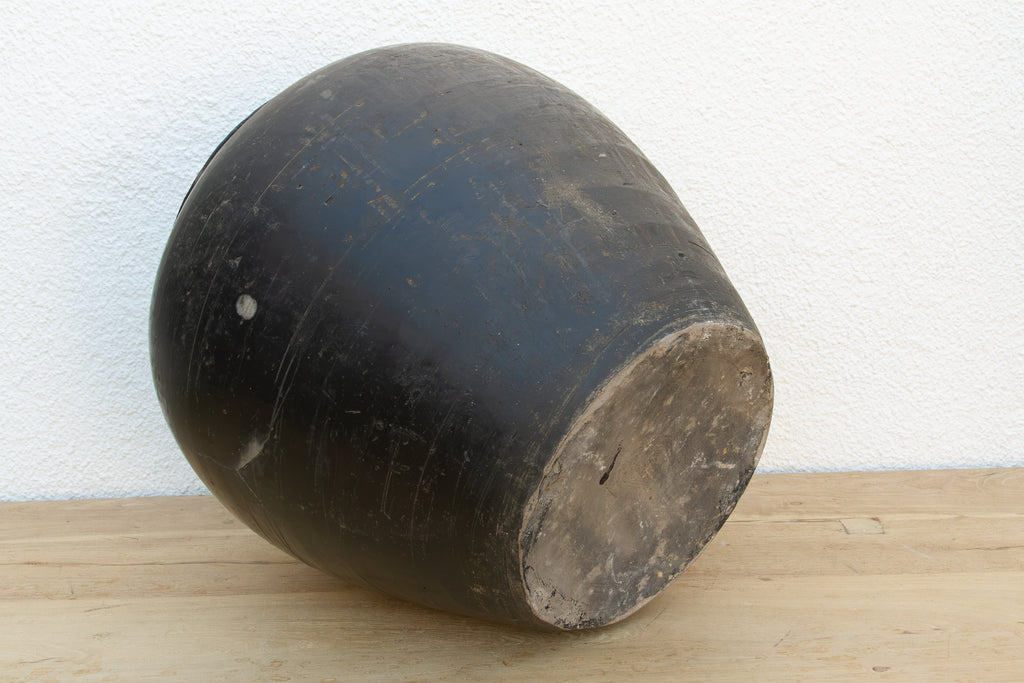 Large Deep Black Clay Vessel