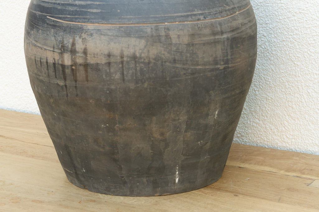 Vintage Stone Gray Clay Storage Jar