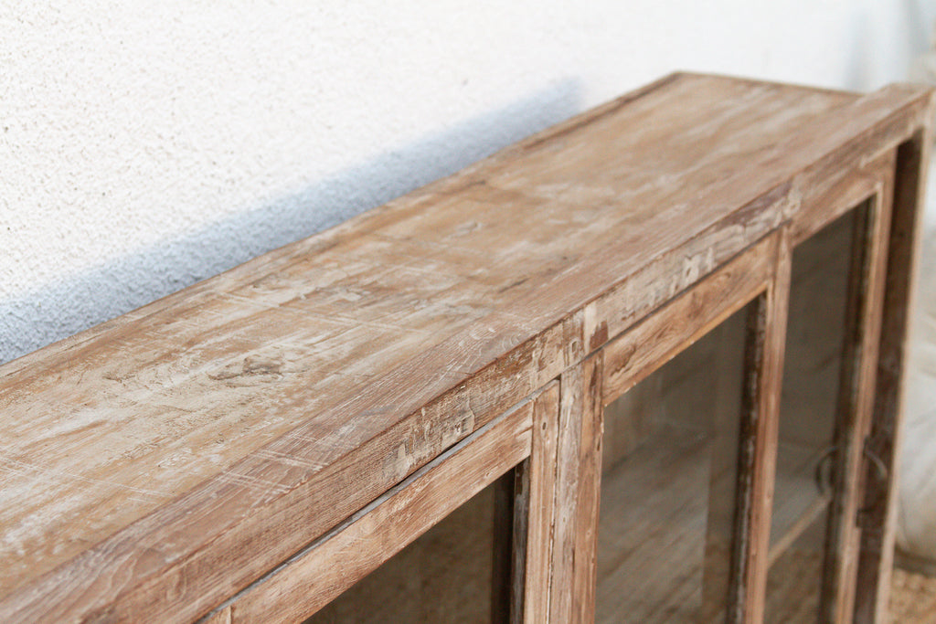 Long 20th Century Teak Sideboard with Glass Sliding Door (Trade)