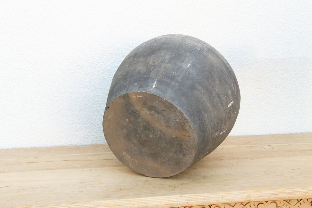 Vintage Stone Gray Clay Storage Jar
