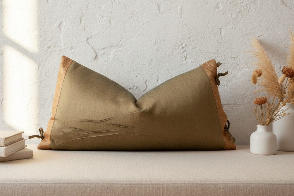 Ritika Large Festive Indian Silk Queen Lumbar Pillow Cover
