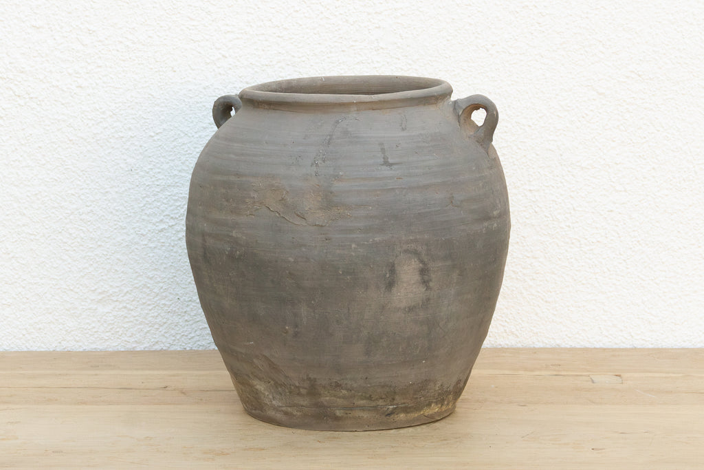 Vintage Charcoal Jar with Small Handles